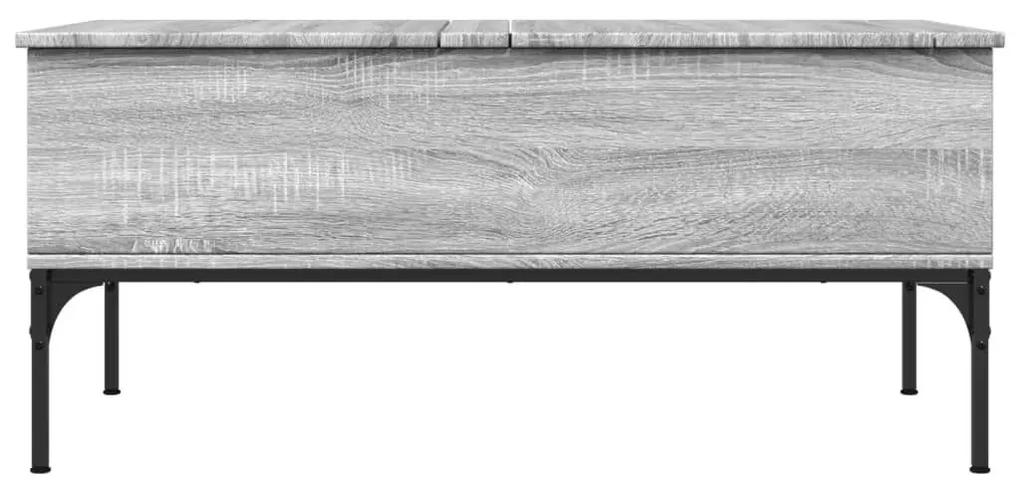 Τραπεζάκι Σαλονιού Γκρι Sonoma 100x50x45 εκ Επεξ Ξύλο + Μέταλλο - Γκρι