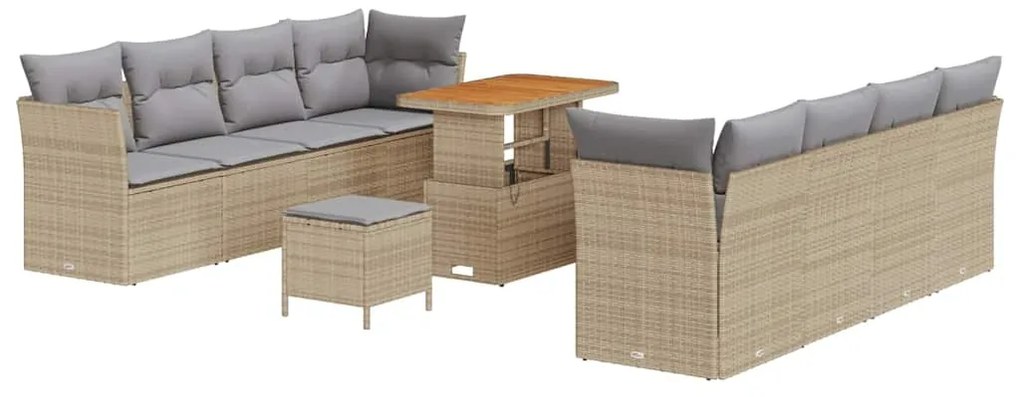 vidaXL Σετ Καναπέ Κήπου με μαξιλάρι 11 pcs μπεζ και ανοιχτό γκρι