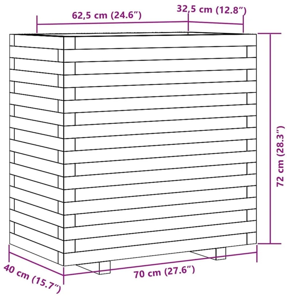 Ζαρντινιέρα 70x40x72 εκ. από Μασίφ Ξύλο Ψευδοτσούγκας - Καφέ