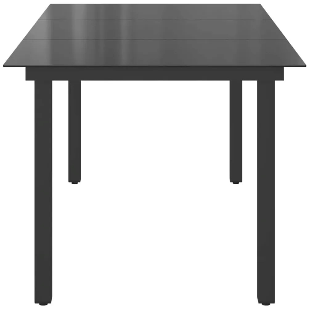 vidaXL Τραπέζι Κήπου Μαύρο 190 x 90 x 74 εκ. από Αλουμίνιο / Γυαλί