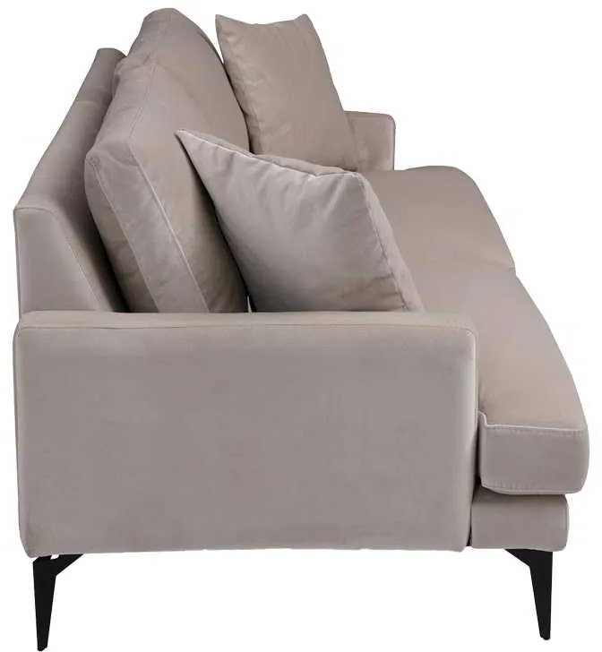 Καναπές 2θέσιος Fortune pakoworld βελούδο μπεζ-μαύρο 175x90x88εκ