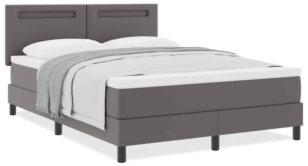 vidaXL Κρεβάτι με Στρώμα με στρώμα Γκρι 160 x 200 cm Τεχνητό δέρμα