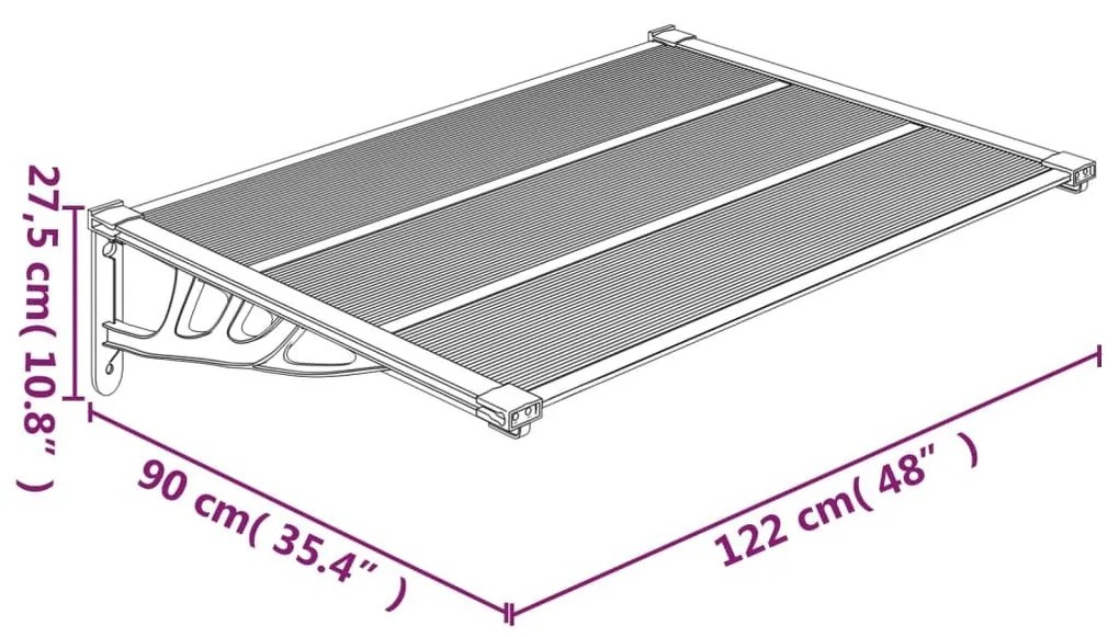 Στέγαστρο Πόρτας Μαύρο &amp; Διαφανές 122x90 εκ από Πολυκαρβονικό - Διαφανές