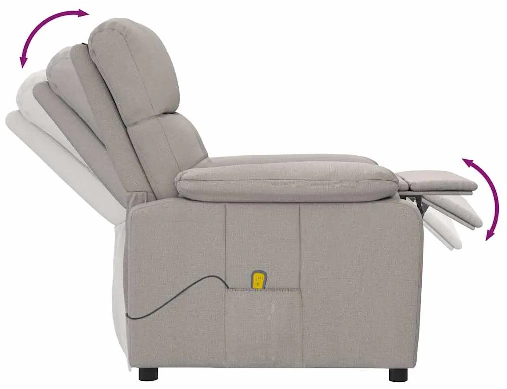 vidaXL Πολυθρόνα Μασάζ Taupe Υφασμάτινη