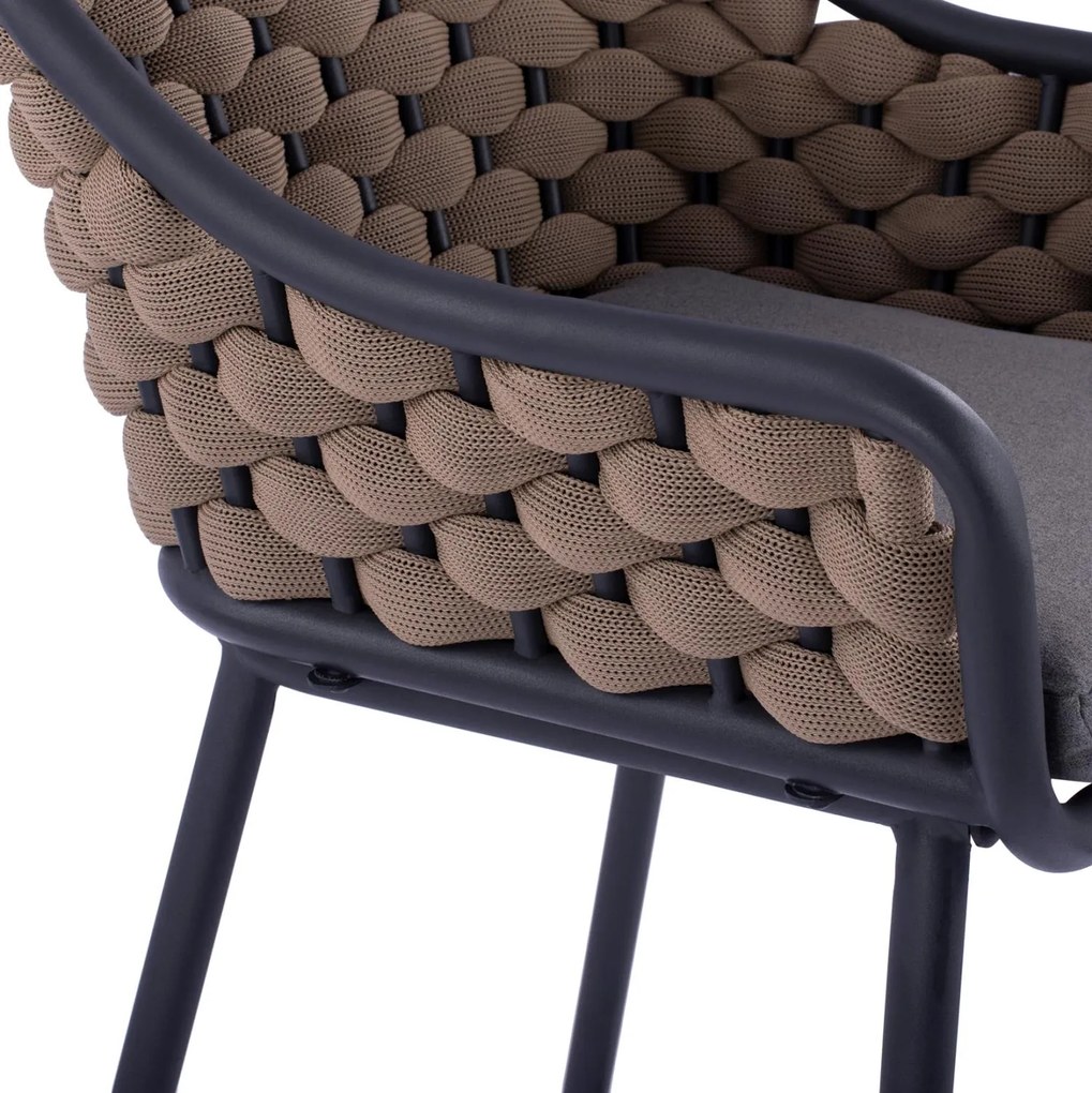 Σκαμπό Μπαρ KADE C5715 Μεταλλικό με Wicker Σχοινί Μπέζ 54x54x103 εκ. 54x54x103 εκ.