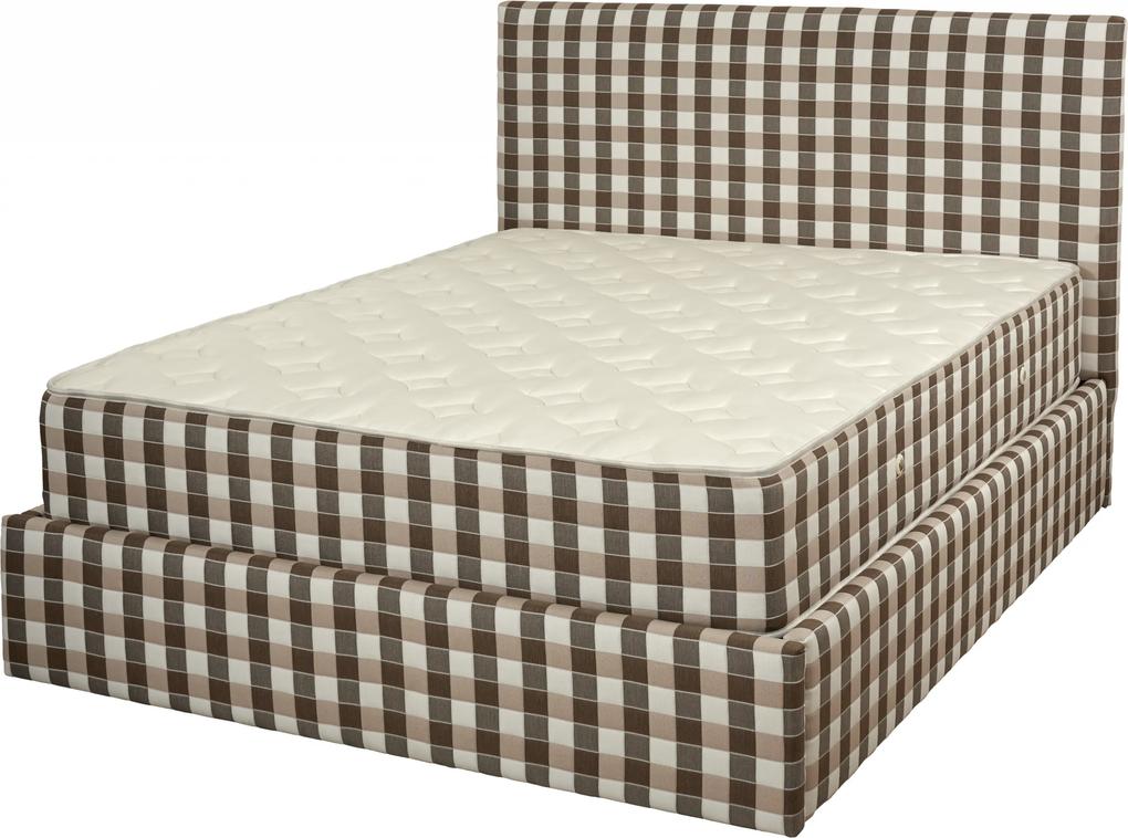 KPS/ Ντυμένο Κρεβάτι με καρό μπεζ cashmiru ύφασμα χωρίς αποθηκευτικό χώρο 180X190 εκ. 8152