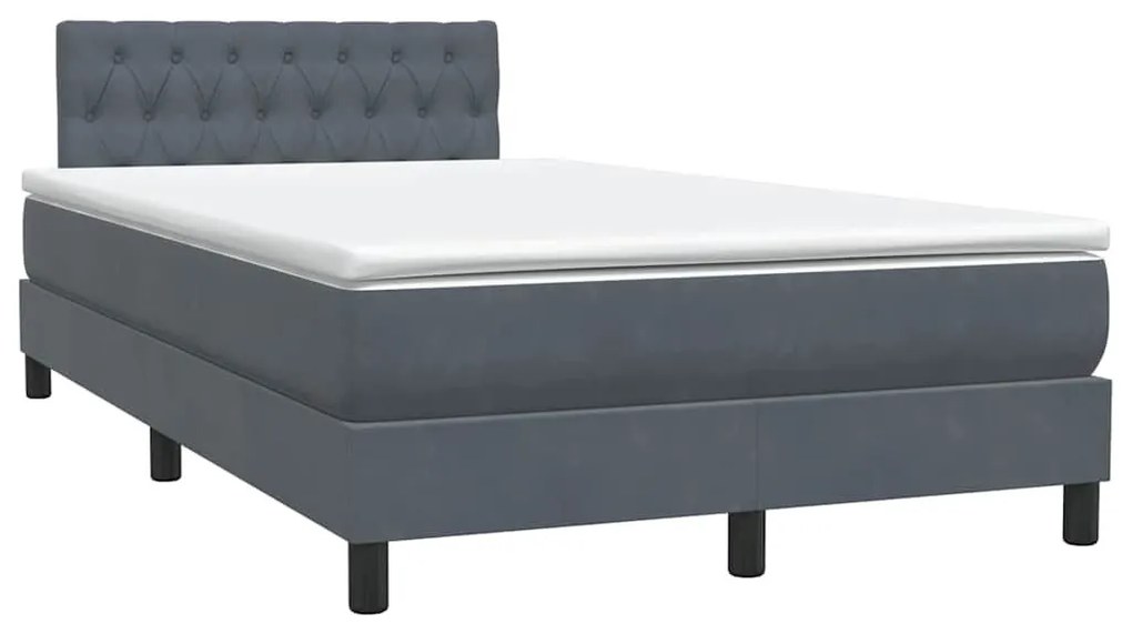 Box Spring Κρεβάτι με στρώμα Σκούρο γκρι 120x220 cm Βελούδινο - Γκρι