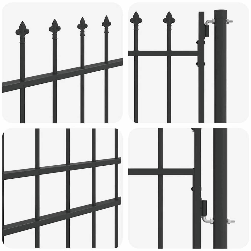vidaXL Πύλη Φράχτη Γκρι 100 x 175 cm Χάλυβας με Επικάλυψη Πούδρας