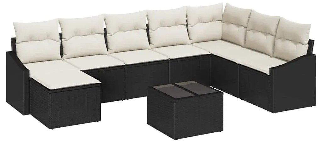 vidaXL Σετ Καναπέ με μαξιλάρι 9 pcs Μαύρο συνθετικό ρατάν