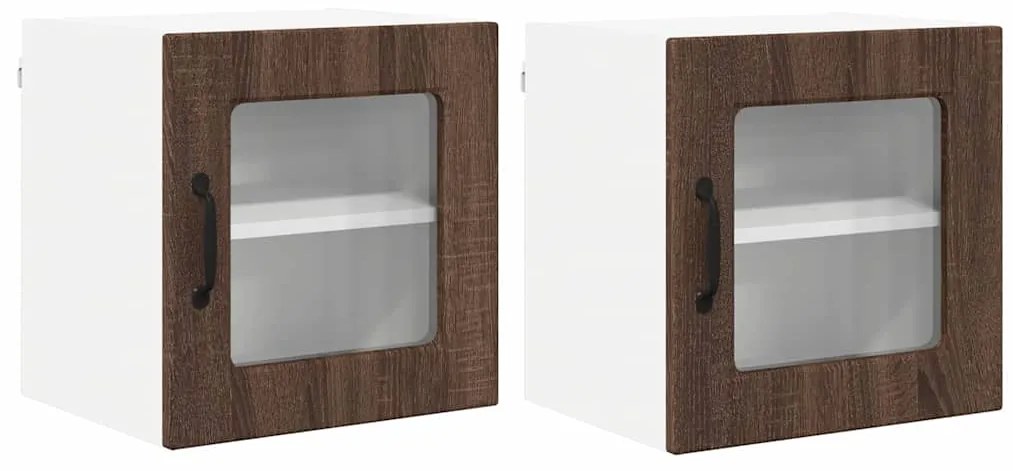 vidaXL Κρεμαστό ντουλάπι κουζίνας 2 pcs Καφέ δρυς 40 x 31 x 40 εκ.