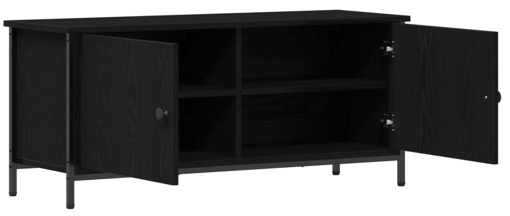 vidaXL TV Stand Μαύρης Δρυός Μαύρη δρυός Μοριοσανίδα, Μέταλλο