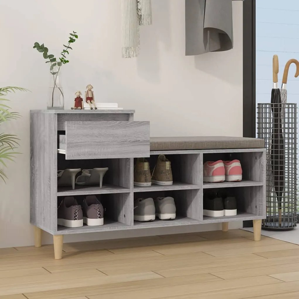 vidaXL Παπουτσοθήκη Γκρι Sonoma 102x36x60 εκ. από Επεξεργασμένο Ξύλο
