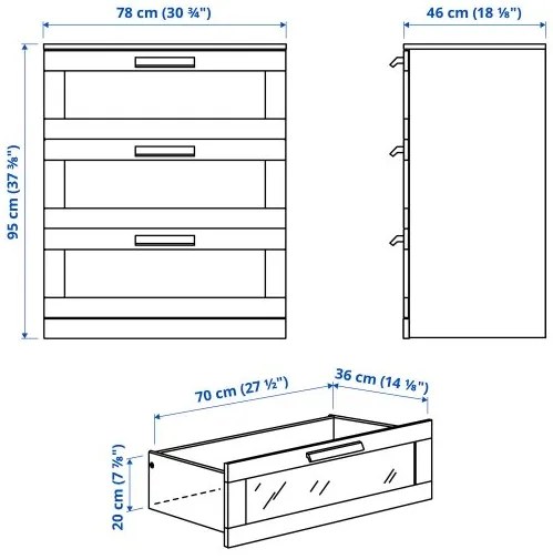 BRIMNES έπιπλα υπνοδωματίου, 3 τεμ. 140x200 cm 794.876.49