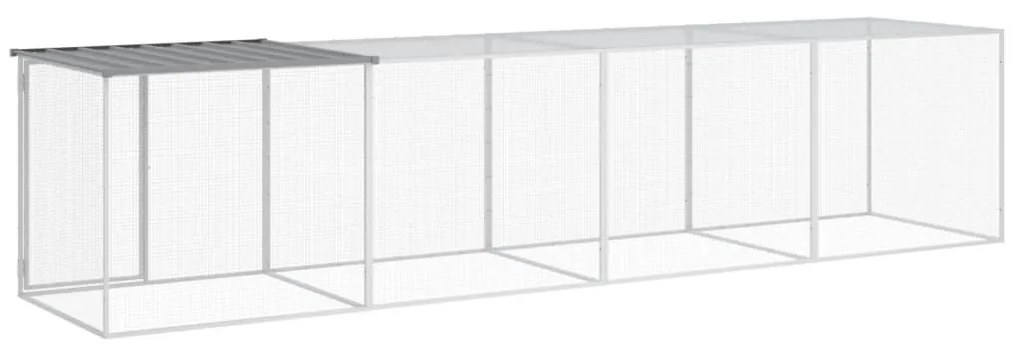 vidaXL Κοτέτσι - Κλουβί με Στέγη Αν. Γκρι 403x98x90 εκ. Γαλβαν. Ατσάλι