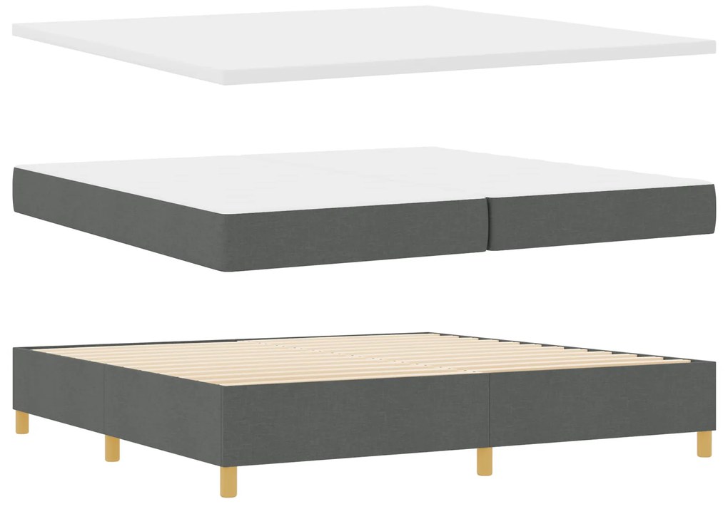 vidaXL Κρεβάτι Box Spring με Στρώμα Σκούρο Γκρι 200x200 εκ. Υφάσματος