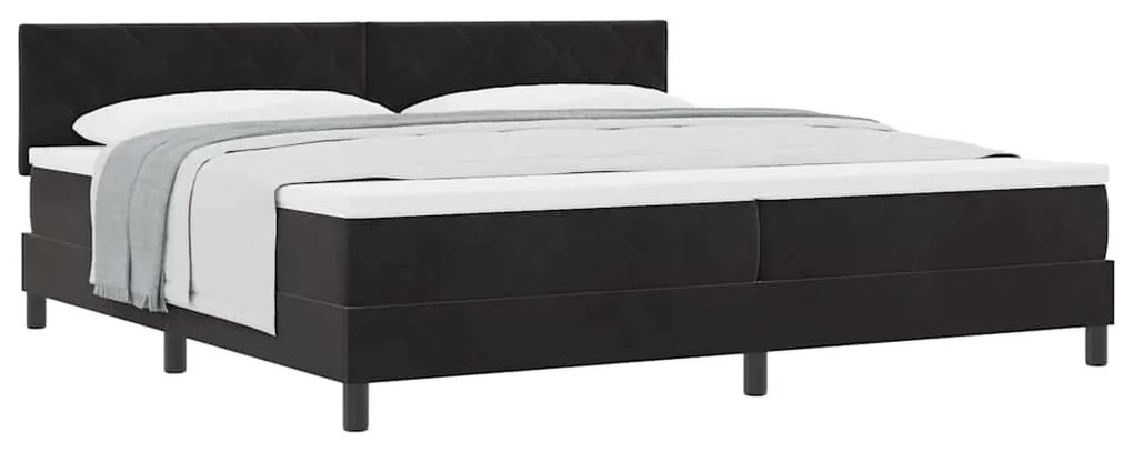 vidaXL Κρεβάτι με ελατήρια με στρώμα Μαύρο 200 x 200 cm Βελούδο