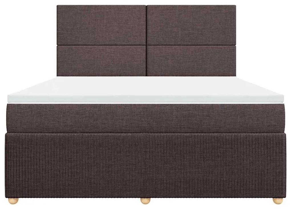 vidaXL Κρεβάτι Boxspring με Στρώμα Σκούρο Καφέ 180x200 εκ Υφασμάτινο
