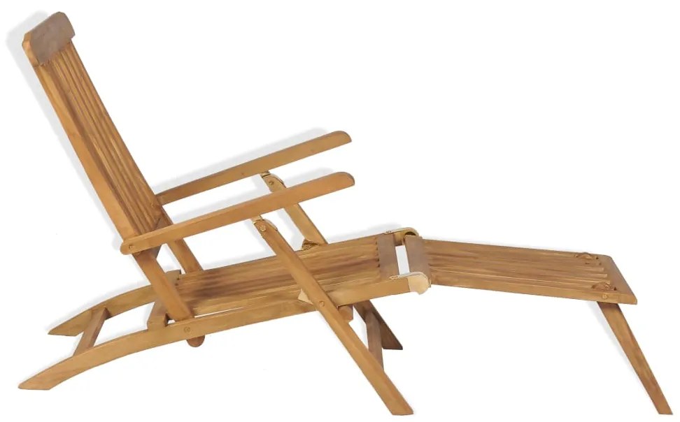 vidaXL Ξαπλώστρα με Υποπόδιο από Μασίφ Ξύλο Teak
