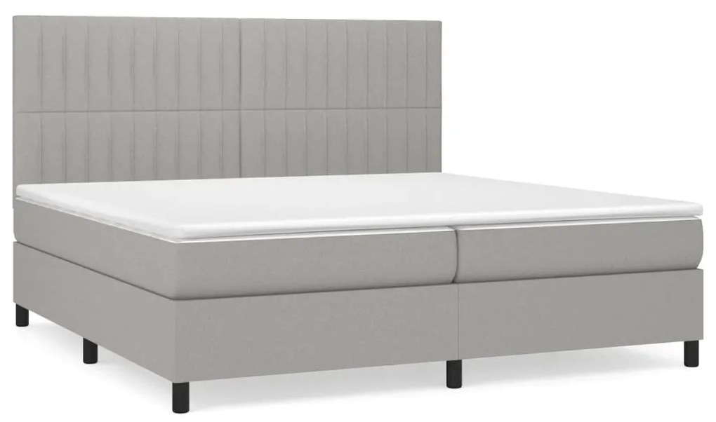 vidaXL Κρεβάτι Boxspring με Στρώμα Ανοιχτό Γκρι 200x200 εκ. Υφασμάτινο