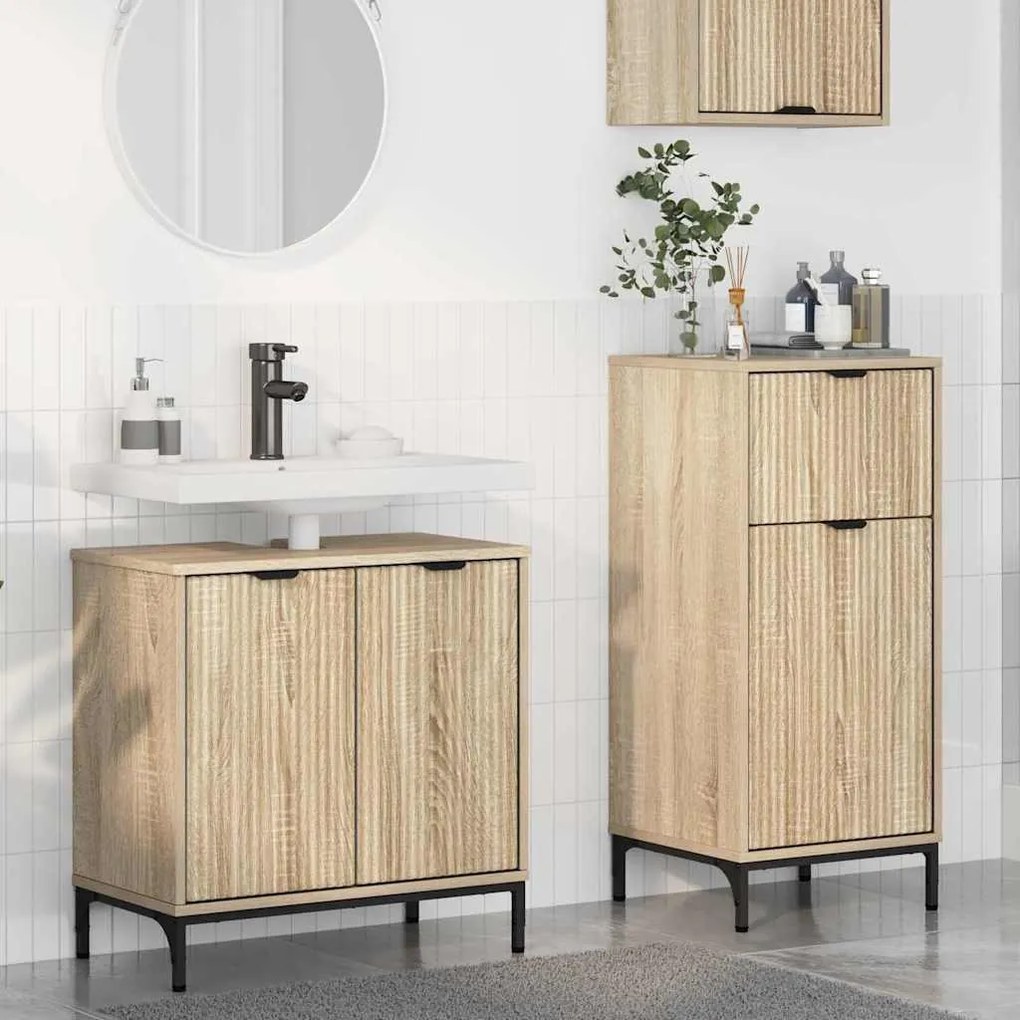 vidaXL Σετ Επίπλων Μπάνιου με ράφι 2 pcs Sonoma Δρυς 39.5 x 36 x 88 εκ