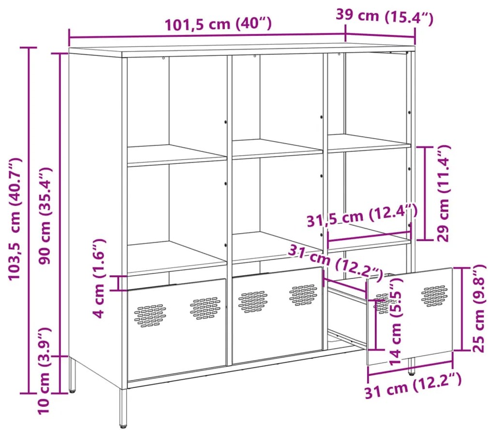 Ντουλάπι Ανθρακί 101,5x39x103,5 εκ. από Ατσάλι - Ανθρακί