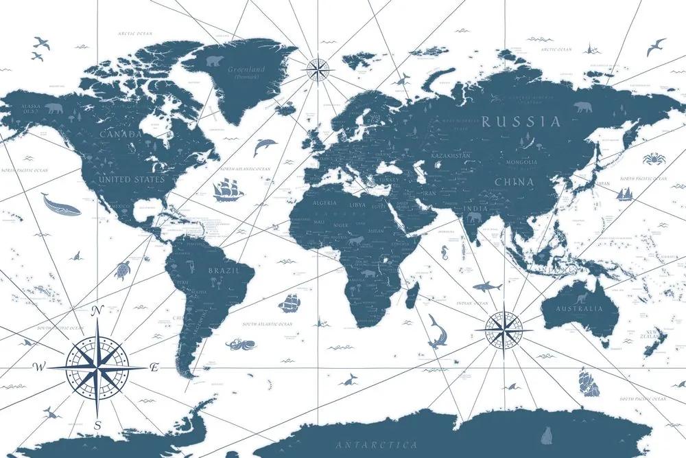 Εικόνα στο χάρτη από φελλό σε μπλε σχέδιο - 120x80  flags