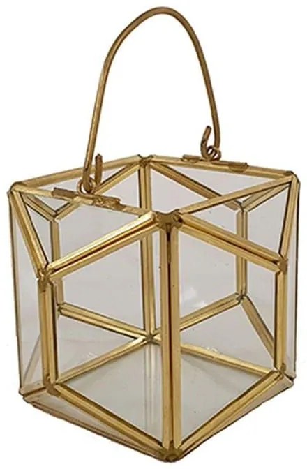 Φανάρι 00.03.32033 12Χ12Χ9cm Gold Metal, Glass