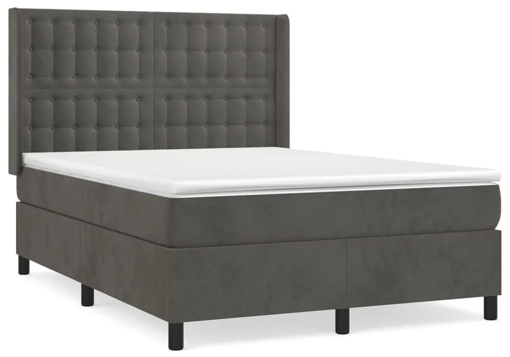 ΚΡΕΒΑΤΙ BOXSPRING ΜΕ ΣΤΡΩΜΑ ΣΚΟΥΡΟ ΓΚΡΙ 140X190 ΕΚ. ΒΕΛΟΥΔΙΝΟ 3132916