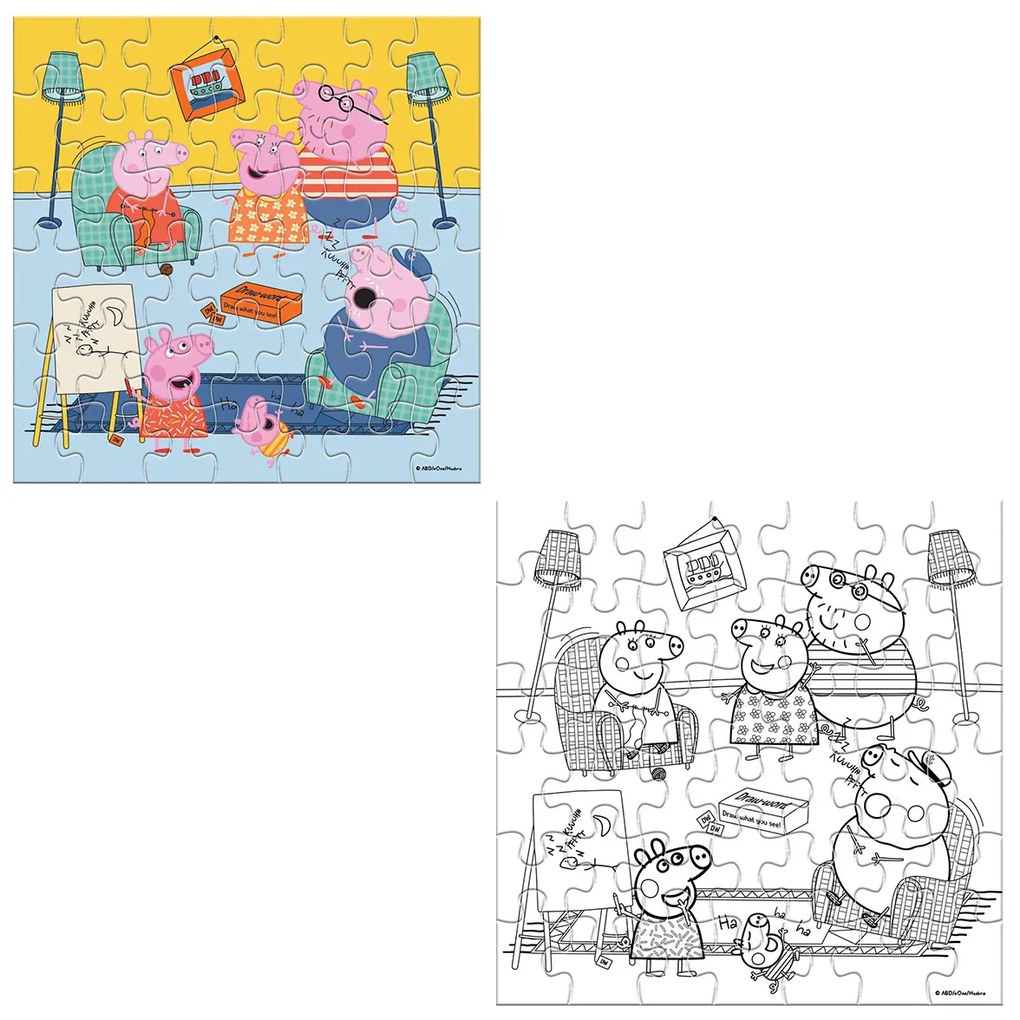Παζλ Χρωματισμού Με 48 Κομμάτια 2 Όψεων Luna Toys Peppa Pig