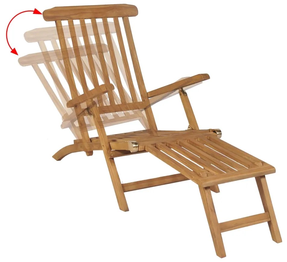 vidaXL Ξαπλώστρα με Υποπόδιο από Μασίφ Ξύλο Teak