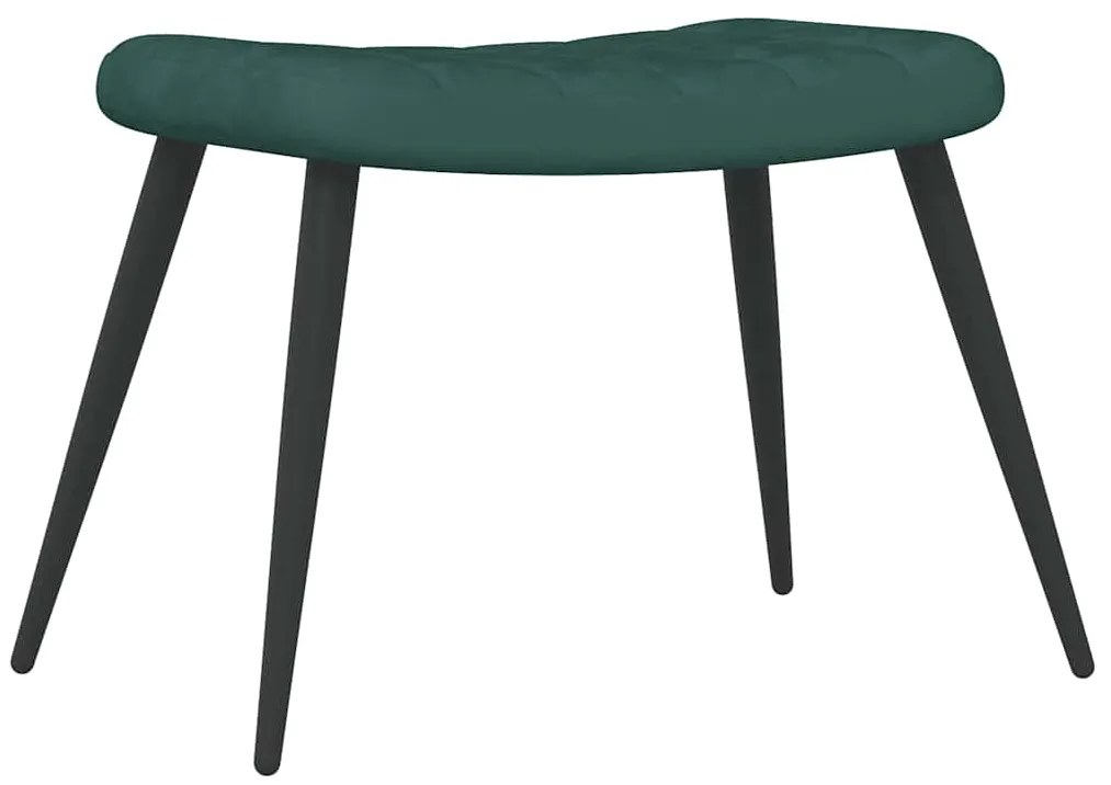 vidaXL Πολυθρόνα Relax Σκούρο Πράσινο Βελούδινη με Σκαμπό