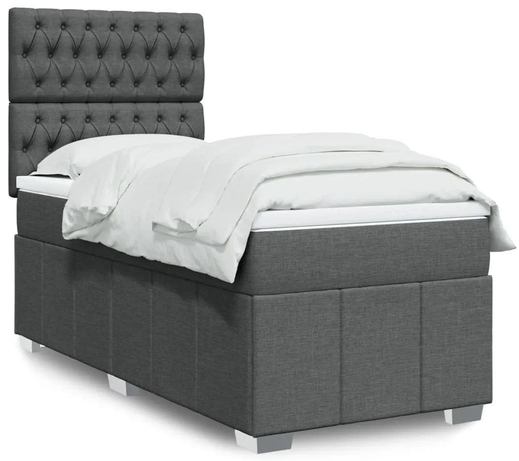 vidaXL Κρεβάτι Boxspring με Στρώμα Σκούρο Γκρι 80x200 εκ. Υφασμάτινο