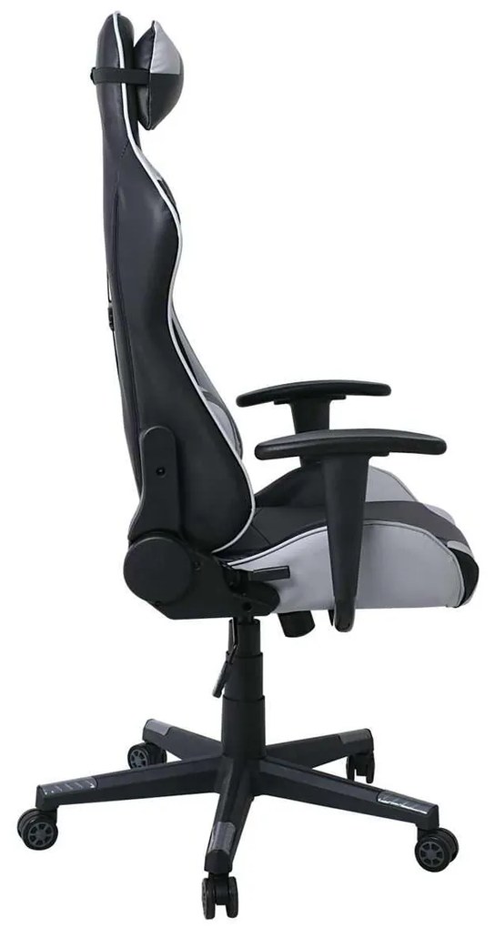 BF8000 Gaming Πολυθρόνα Γραφείου, Ανάκλιση Πλάτης έως 90°, Pvc Μαύρο - Γκρι