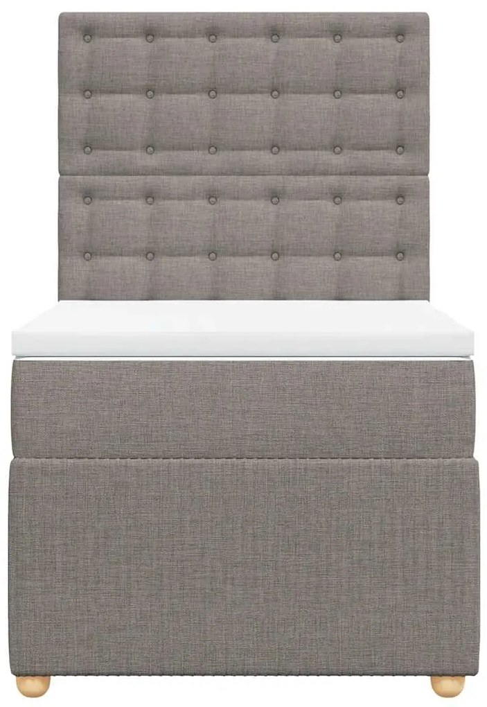 vidaXL Κρεβάτι Boxspring με Στρώμα Taupe 100 x 200 εκ. Υφασμάτινο