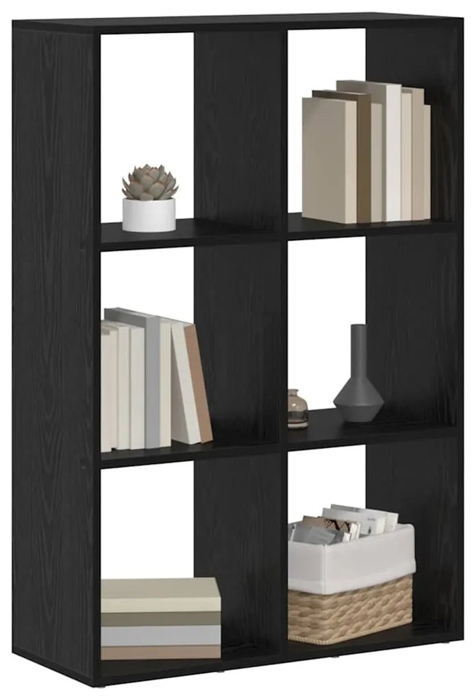 vidaXL Βιβλιοθήκη Μαύρη δρυς 69.5 x 29 x 103.5 εκ Επεξεργασμένο ξύλο