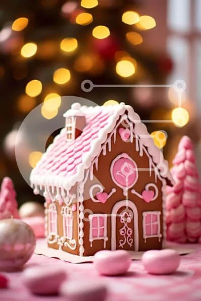 Intra Συλλεκτικό Ξύλινο Παζλ Plywood  4mm - Gingerbread House με ροζ και λευκές διακοσμήσεις Σε Ξύλινο Κουτί - Διαστάσεις: 10x10 cm – 25 κομμάτια