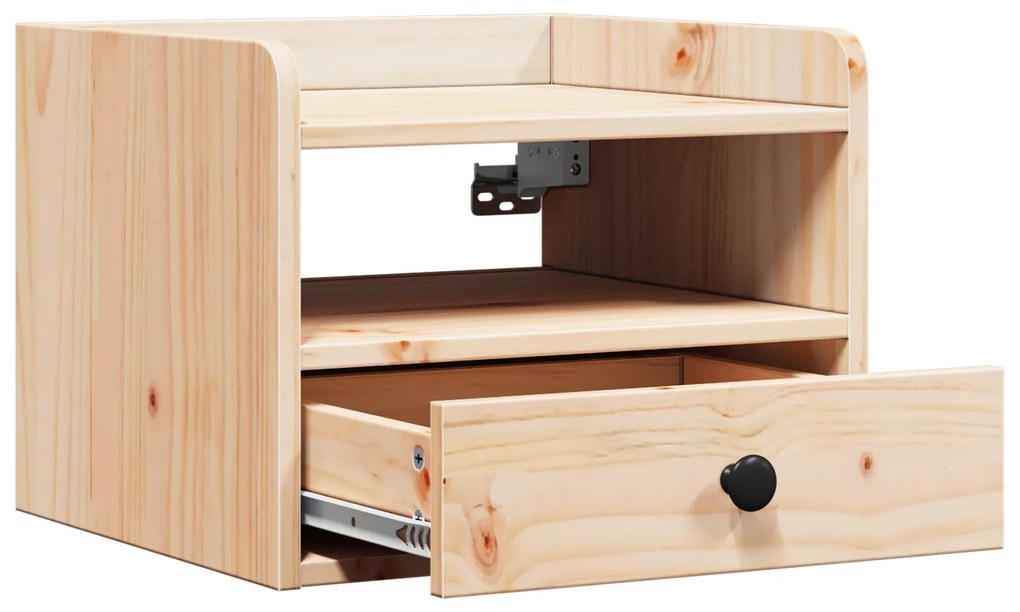 vidaXL Κομοδίνο με συρτάρι Επιτοίχιο Καφέ 38 x 36 x 29.5 εκ Συμπαγές ξύλο πεύκου