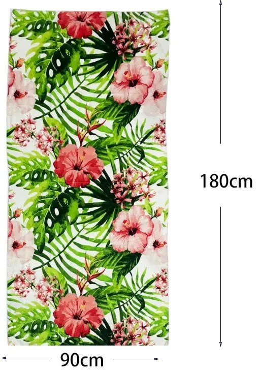 Πετσέτα θαλάσσης με φύλλα και λουλούδια 180x90cm - Beach towel