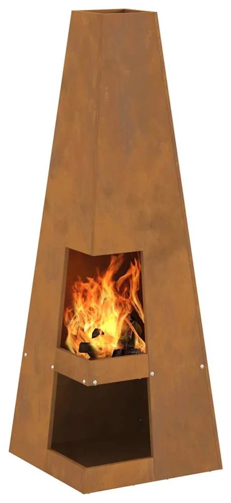 vidaXL Φωτιά Καφέ 35 x 35 x 100 εκ Ατσάλι σκληρυθέν στον αέρα