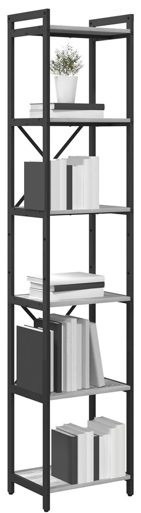 vidaXL Βιβλιοθήκη Γκρι sonoma 40 x 30 x 188 εκ Επεξεργασμένο ξύλο