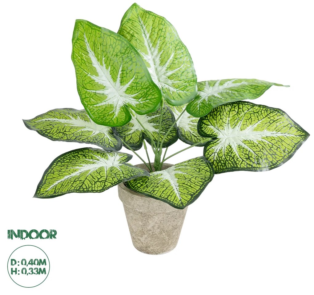 GloboStar® Artificial Garden CALADIUM POTTED PLANT 20894 Διακοσμητικό Φυτό Καλάντιουμ Φ40 x Υ33cm