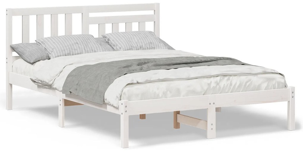 vidaXL Σκελετός Κρεβατιού Λευκό 140 x 190 cm Συμπαγές ξύλο πεύκου