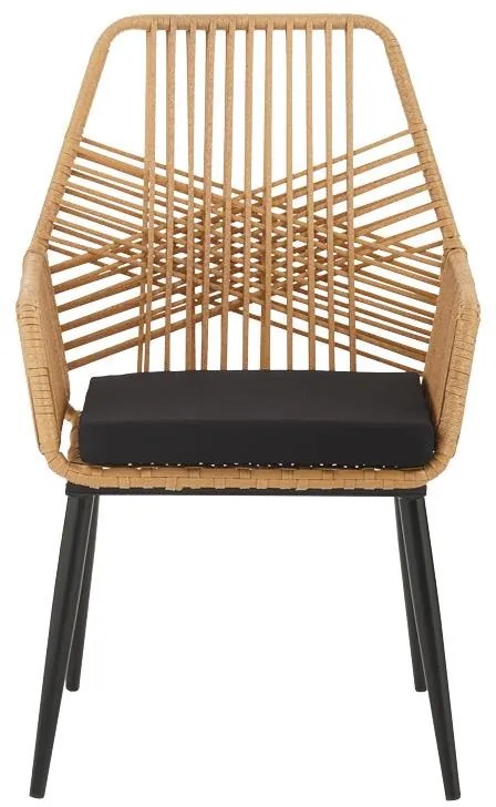Σετ κήπου Τραπεζαρία Naoki-Tanish 5 τεμ. γυαλί - pe rattan φυσικό - μαύρα πόδια 140x80x78 εκ. 140x80x78 εκ.