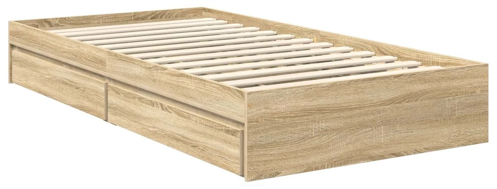 vidaXL Κρεβάτι Αποθήκης Δρύς Sonoma 100 x 200 cm Επεξεργασμένο ξύλο