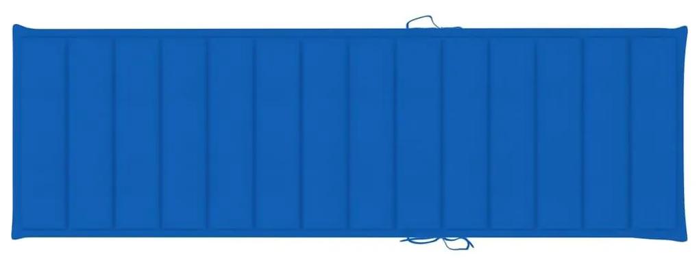 Ξαπλώστρα Διπλή Εμποτισμένο Ξύλο Πεύκου &amp; Μπλε Ρουά Μαξιλάρια - Μπλε