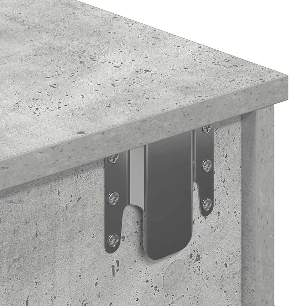 Ράφι τοίχου με συρτάρια Γκρι μπετόν 100x37,5x19 cm Ξύλο μηχανής - Γκρι
