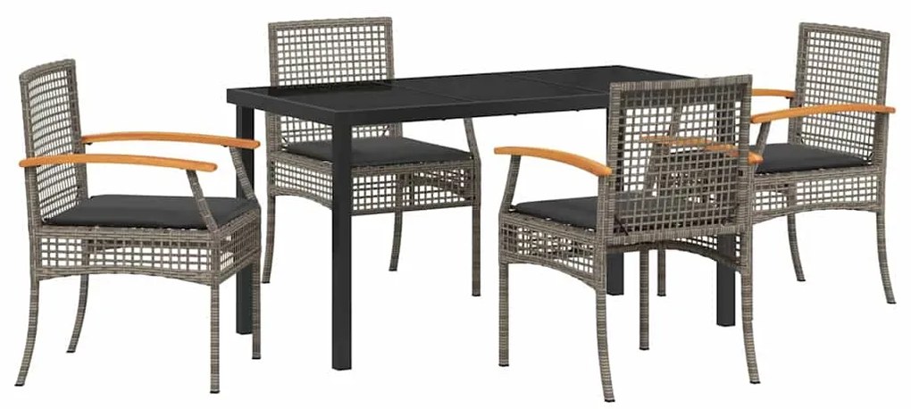 vidaXL Σέτ φαγητού για κήπο 5 pcs Γκρι συνθετικό ρατάν