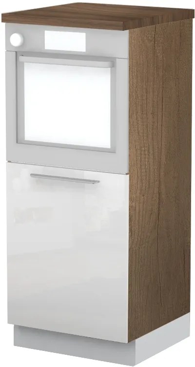 Επιδαπέδιο ντουλάπι φούρνου ψηλό Raval K14-60-1KR-Δρυς - Λευκό γυαλιστερό
