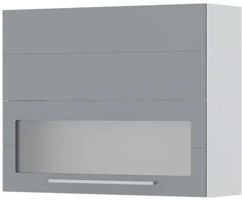 Ντουλάπι κρεμαστό Hudson V7-90-1K1SP με βιτρίνα-Λευκό - Γκρι - 90.00Χ32.00Χ72.00cm