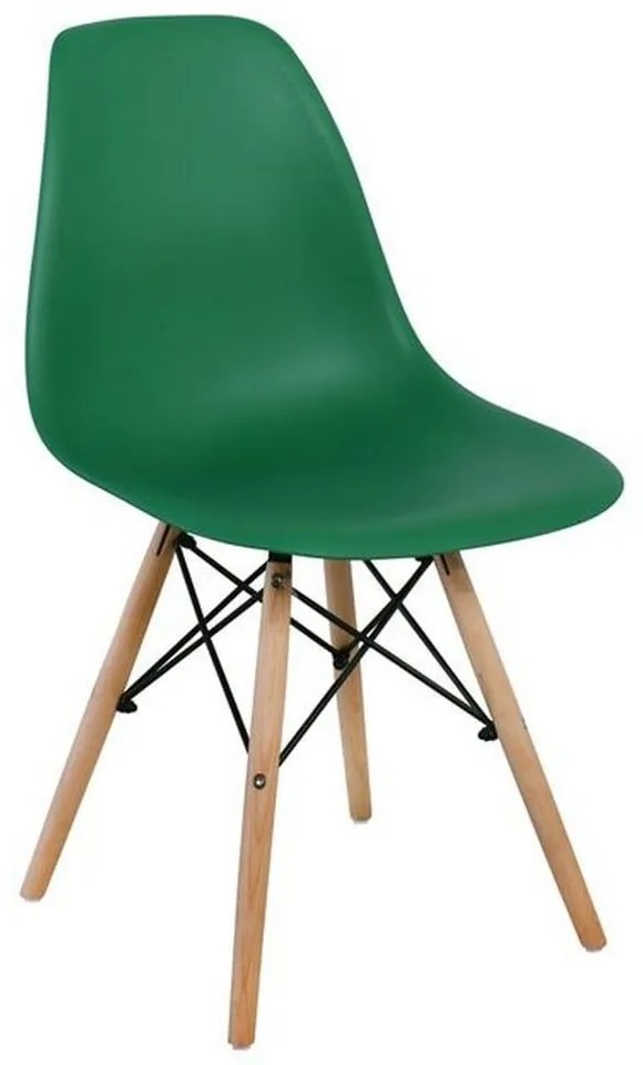 Καρέκλα Art Wood ΕΜ123,4W 46x52x82cm Green Σετ 4τμχ Wood, Polypropylene